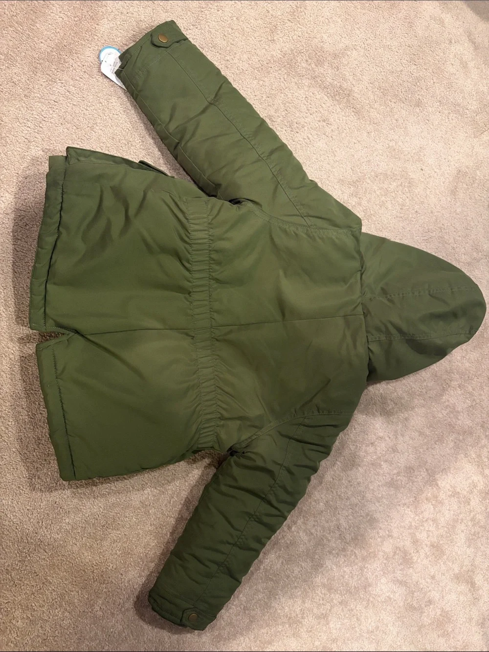 NWT Carter's  Boys Faux Fur Hooded Winter Parka Jacket Olive Green- Size 6